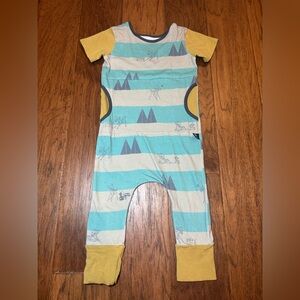 Rags to Raches Yellow and Blue Bodysuit with Playful Stripes